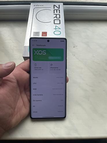 ev telefonları: Infinix Zero 40, 256 GB, rəng - Göy, Sensor, Face ID — 8