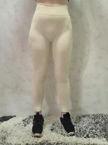 Helanke, biciklistički šortsevi: Ženske bež helanke sa visokim strukom - Visok, širok pojas za dodatnu — 10