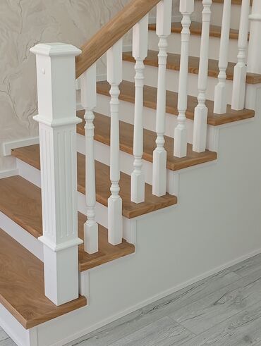 Деревянные лестницы: Деревянная лестница Для дома, Вид дерева: Грецский орех, Форма лестницы: Прямая, Стиль: Классический — 9