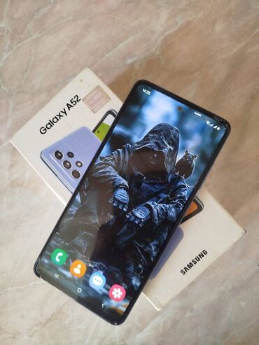 ucuz telfunlar: Samsung Galaxy A52, 256 ГБ, цвет - Голубой, Отпечаток пальца, Face ID, С документами