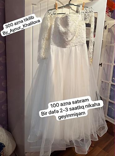 xonca desti: Ağ gəlinlik paltarı - Model: çiyinləri açıq, uzun qollu - Üst hissə — 1