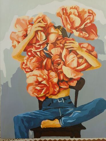 Şəkillər, tablolar: Əl isı, kətan uzərində akril boya ilə cəkılib, ручная работален — 7