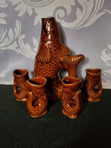 Čaše: Komplet nov za pice rucni rad 60te.Poljska. Komplet braon,rucni — 1