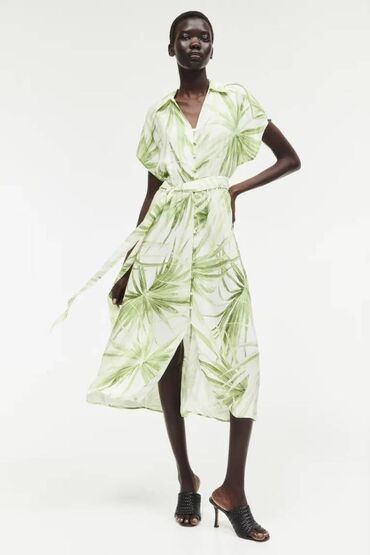 novi pazar farmerke: H&M košulja-haljina s pojasom za vezivanje NOVO Haljina do