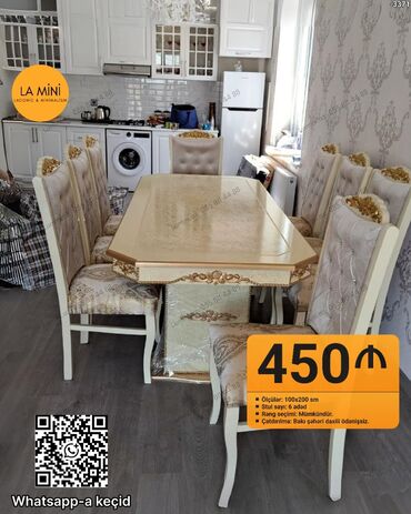 Çarpayılar: Mətbəx üçün, Dördbucaq masa, 6 stul