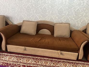 диван столы: Комплект мягкой мебели, Б/у, Самовывоз, цвет - Коричневый — 2