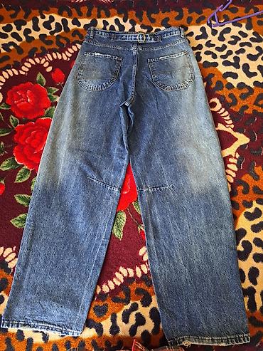enli cins salvarlar: Geniş kəsimli klassik cins şalvar -Ölçü: 31 - Material: qalın denim - — 2