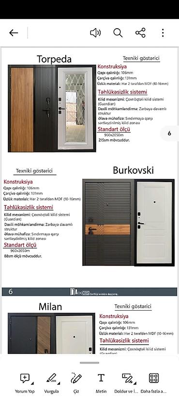seyf qapi modelleri: Dəmir giriş qapıları – Torpeda, Burkovski, Milan modelləri Texniki — 1