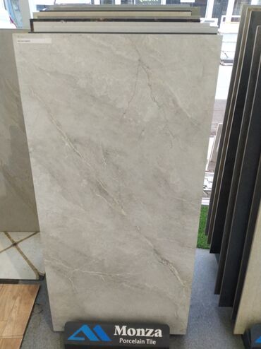 kafel metlax ideal: Monza Porcelain Tile – iri ölçülü, boz-mermer effektli porselen plitə