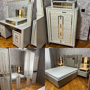 матрасы в баку цены: Двуспальная кровать, Трюмо, Шкаф, 2 тумбы, Б/у — 1