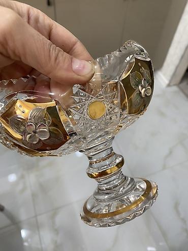 xonca konfetleri: Kəsmə naxışlı kristal şirniyyat qabları (2 ədəd) - Material: qalın — 1