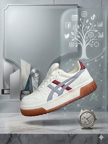 asics кроссовки: ASICS unisex idman ayaqqabısı - Model: ASICS məxməri-ağ rəng gamında — 1