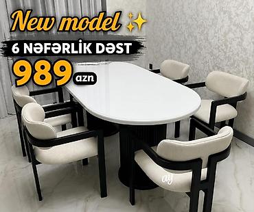 kafe ucun stol stullar: 1.Yeni model yemək otağı dəsti — 6 nəfərlik - Dəst tərkibi: 1 ədəd — 1