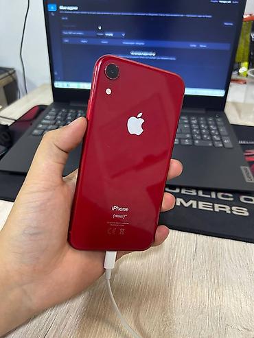 IPhone Xr, Б/у, 128 ГБ, Красный, Кабель, 100 %