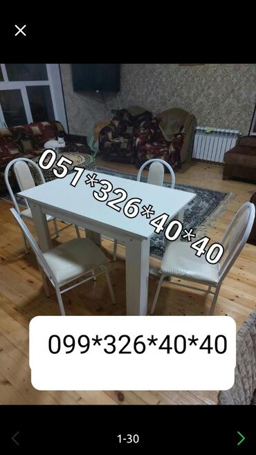 Sifarişlə masa və oturacaq dəstləri: Dördbucaq masa, Mətbəx üçün, Qonaq otağı üçün, Dəhliz üçün, 4 nəfər, Açılan, Azərbaycan, Zəmanətli -da lalafo.az — 13 Sifarişlə masa və oturacaq dəstləri: Dördbucaq masa, Mətbəx üçün, Qonaq otağı üçün, Dəhliz üçün, 4 nəfər, Açılan, Azərbaycan, Zəmanətli — 13