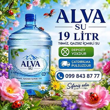 Su: Nişanə Su və Alva Su – 19 litr təmiz, qazsız içməli su bidonları — 2