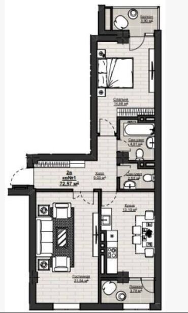 чекиш ата квартира берилет: 2 комнаты, 72 м², Элитка, 13 этаж