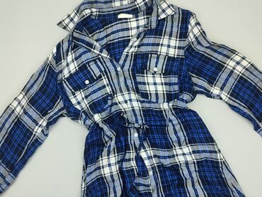 koszula lniana wólczanka: Shirt 14 years, condition - Very good, pattern - Cell, color - Blue