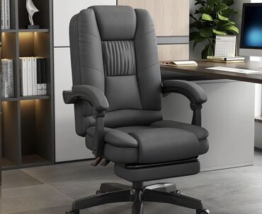 офисные креслы: Офисное кресло, Б/у, С колесиками, цвет - Серый, Экокожа, Бесплатная доставка