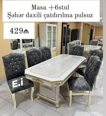 Sifarişlə masa və oturacaq dəstləri: Dördbucaq masa, Qonaq otağı üçün, Digər adam sayı, Zəmanətsiz — 16