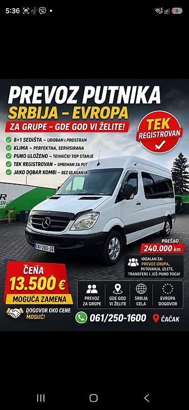 putnički kombi 8 1: Prevoz putnika – Srbija i Evropa, za grupe, gde god želite! - 8+1 — 1