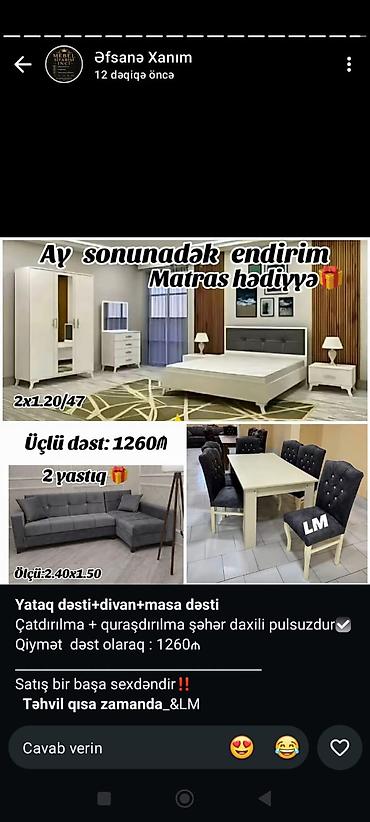 Yataq dəsti + divan + masa dəsti paketi - Ay sonunadək endirim