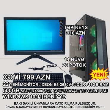 Masaüstü kompüterlər və iş stansiyaları: ⭐TƏK KEYS – 799 AZN ⭐22” Yeni Monitorla dəst – 910 AZN
