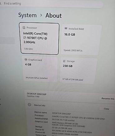 Masaüstü kompüterlər və iş stansiyaları: Dell OptiPlex 7090 Micro - Prosessor: Intel Core i7 vPro 10700T — 14