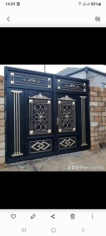 perde asan: Dəmir darvaza – dekorativ naxışlı, ikiqanadlı model - Material: qalın — 1
