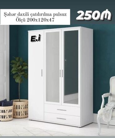 Dolablar: Yeni, 3 qapılı Düz dolab, Şifonyer