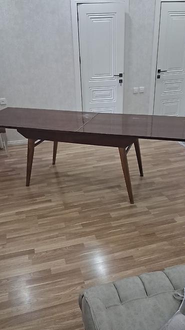 taxta mişar: Açılıb-bağlanan yemək masası - Material: tam ağac (tünd qəhvəyi — 1