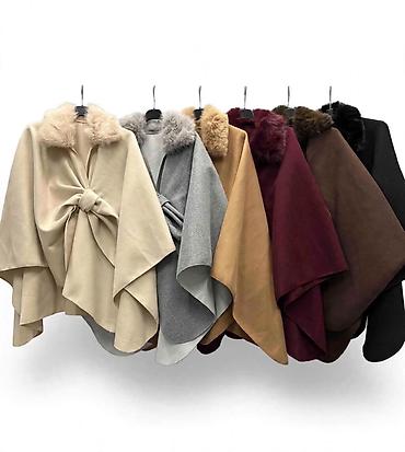 ivko sweaters: Ženska zimska pelerina sa krznjenim okovratnikom - Elegantna — 5