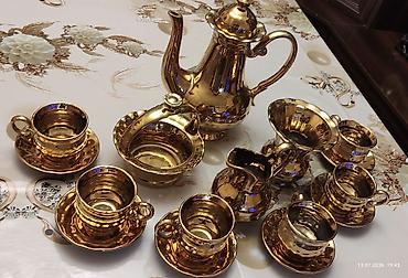 qızıl balıq: Çay dəsti, rəng - Qızılı, Keramika — 1