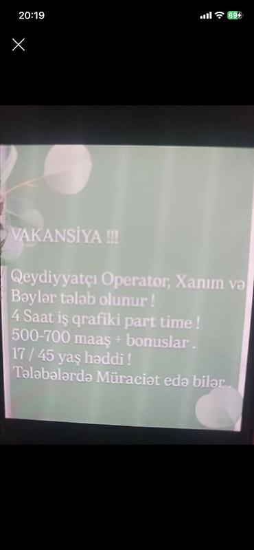 Əməkdaş axtarışı (vakansiyalar): Hostes, qeydiyyatçı tələb olunur, Təcrübəsiz — 1