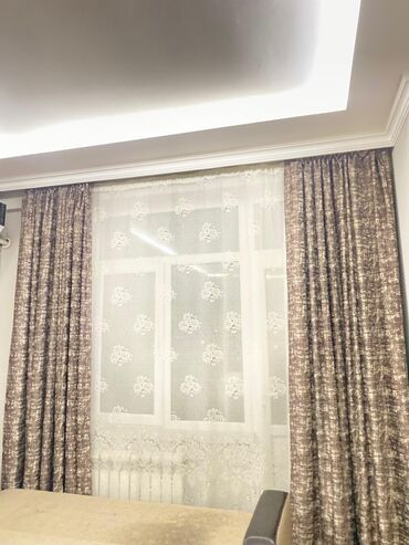 Çəngəllər: Qonaq otağı və yataq otaqları üçün pərdə dəsti - 2 laylı komplekt