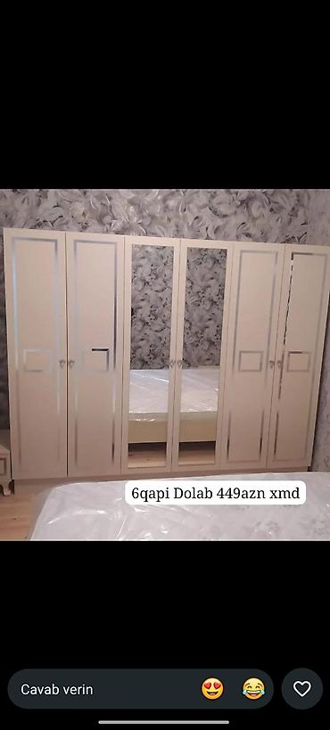 balaca skaflar: 6 qapılı paltar dolabı - Rəng: krem/bej tonları - Üslub: klassik — 1