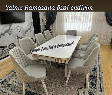 stol uzu: Qonaq otağı üçün, Yeni, Açılmayan, Dördbucaq masa, 6 stul — 2