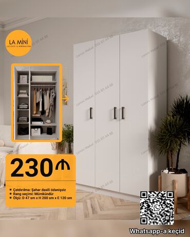 zibil qutusu: Yeni, Açılan, 3 qapılı Düz dolab, Qarderob, paltar dolabı, Azərbaycan