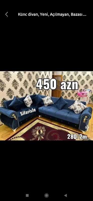 Divanlar: Künc divan, Yeni, Açılan, Bazalı, Vеlur parça, Pulsuz çatdırılma — 10