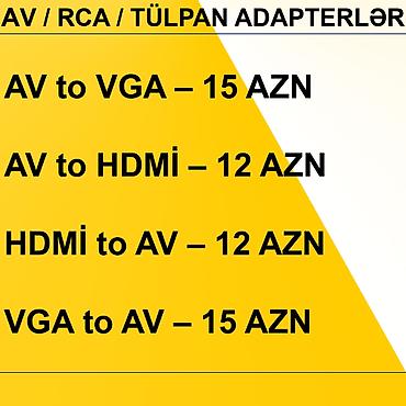 vga kabel: AV/RCA/Tülpan Adapterlər/Konverterlər (Çeviricilər) ⭐AV to VGA – 15 — 2