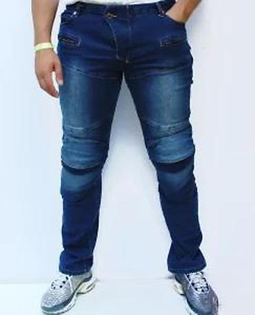 Farmerke: Muške biker farmerke – tamno plavi teksas - Stil: biker/karirano — 19