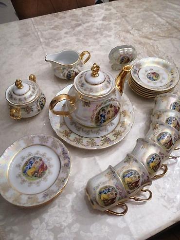 Qab-qacaq və mətbəx ləvazimatları: Çay dəsti, rəng - Qızılı, Farfor, 6 nəfərlik, Çexiya — 3