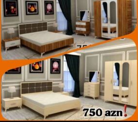 Yataq otağı dəstləri: 2 təknəfərlik çarpayı, Dolab, Tumba, 2 tumba, Azərbaycan, Yeni — 18