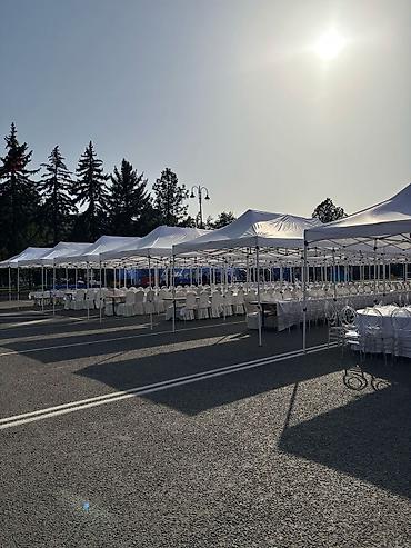 Выездные банкеты: На прокат шатры, ретро гирлянды, столы прямоугольные и круглые — 23