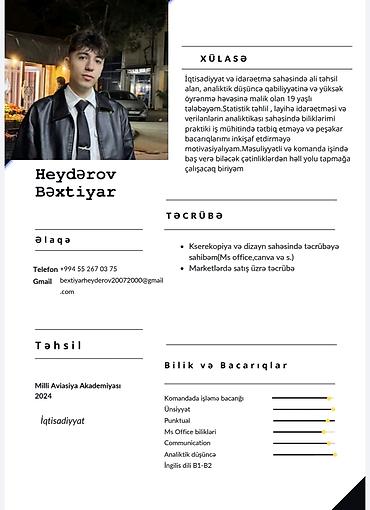 taksi is: Xidmət: Analitik və ofis dəstəyi üzrə junior mütəxəssis Xülasə: - — 1