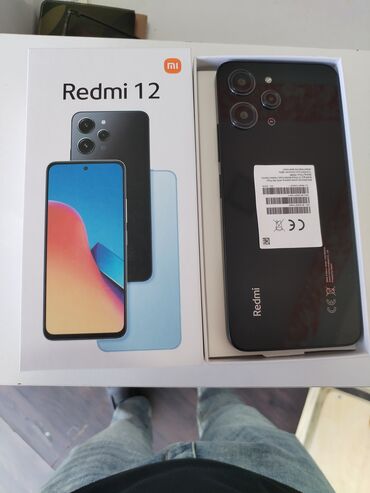 купить телефон в азербайджане: Xiaomi Redmi 12, 256 ГБ, цвет - Серый, 
 Кнопочный, Отпечаток пальца, Две SIM карты