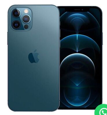 iphone 16 pro max цена бишкек: IPhone 12 Pro Max, Колдонулган, 256 ГБ, Көк, Каптама, Куту, 90 %