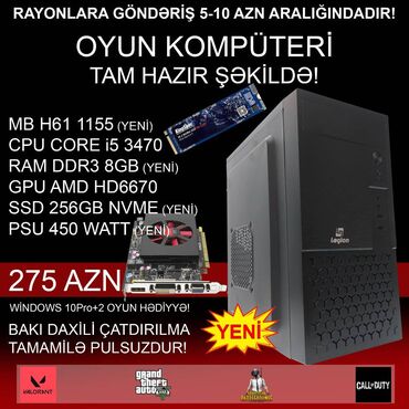 Masaüstü kompüterlər və iş stansiyaları: Oyun üçün Kompüter "Legion Core i5 3470 AMD HD6670 256GB NVME” ⭐Tək -da lalafo.az — 3 Masaüstü kompüterlər və iş stansiyaları: Oyun üçün Kompüter "Legion Core i5 3470 AMD HD6670 256GB NVME” ⭐Tək — 3
