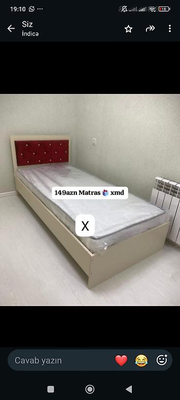 Çarpayılar: Tək nəfərlik çarpayı və matras dəsti. - Rəng: krem gövdə, qırmızı — 1