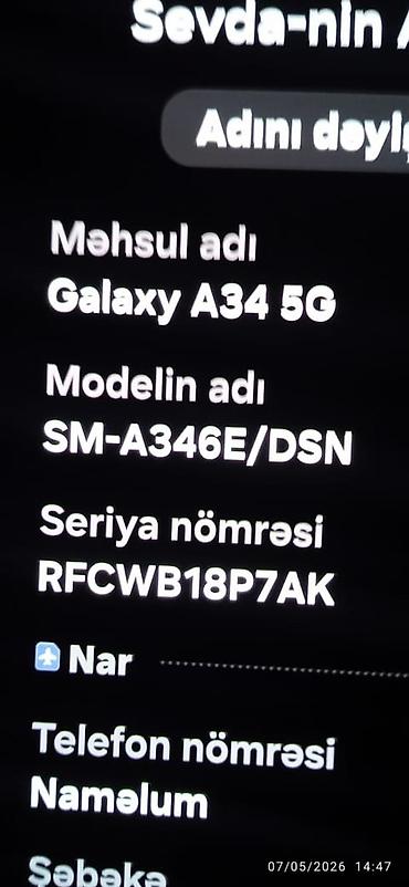 galaxy a34 5g: Samsung Galaxy A34 5G, rəng - Mavi, İki sim kartlı — 2